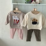 【66-100】セットアップ ベビー 刺繍 ボーダー トレーナー レギンス - 画像 (2)