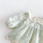【66-90】ロンパース ベビー グリーン 花刺繡 - 画像 (8)