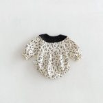 【66-90】ロンパース ベビー リボン付き レトロ 花柄 - 画像 (6)