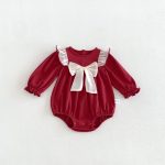 【66-90】ロンパース ベビー クリーム 蝶結び - 画像 (5)
