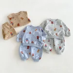 【80-130】セットアップ  男の子 熊プリント カートゥーン - 画像 (17)