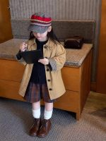 【80-140】ニットカーディガン コーデセット 女の子 レイヤード トレンチコート 長袖シャツ ショートパンツ - 画像 (3)