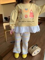 【80-130】トレーナーorパンツ 女の子 おしゃれ ボーダー柄 プリント - 画像 (5)