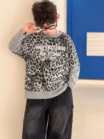 【90-160】長袖Tシャツorパンツ 男の子 カジュアル ヒョウ柄 レイヤード