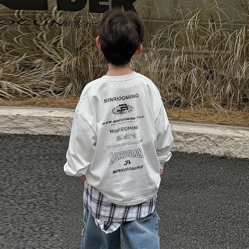 主图-01 (3) 【90-160】長袖Tシャツ 男の子 アルファベット カッコイイ - 画像 (1)