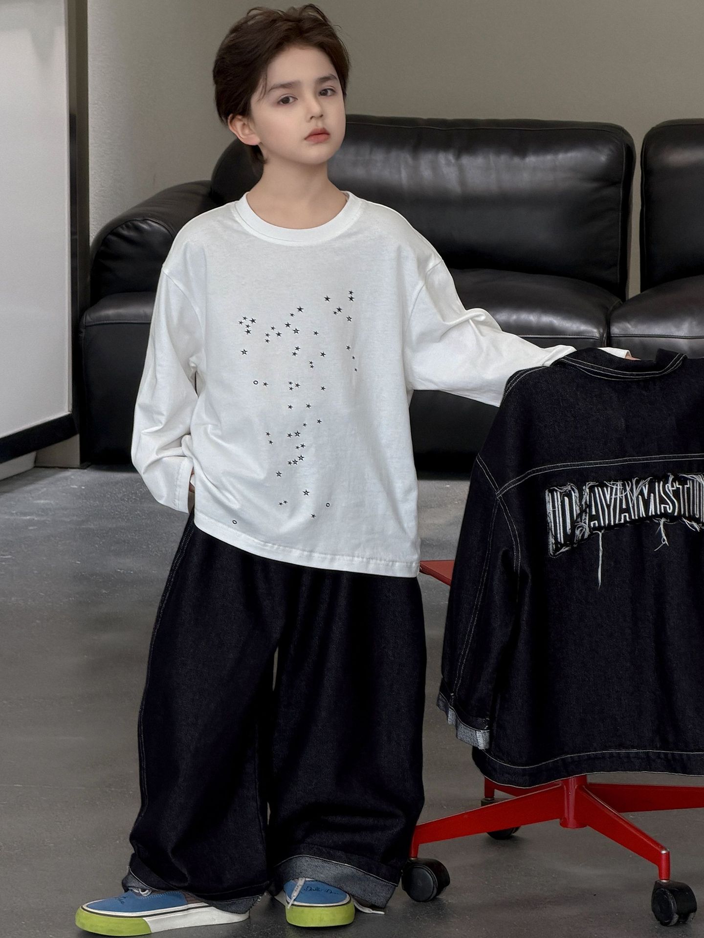 主图-01-4-1.jpg 【90-160】長袖Tシャツ 男の子 シンプル カジュアル ゆったり - 画像 (1)