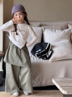 【100-150】長袖Ｔシャツorパンツ 女の子 おしゃれ 韓国風 レイヤード風 - 画像 (3)