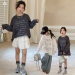 【90-160】長袖Tシャツ 女の子 アルファベット ゆったり - 画像 (2)