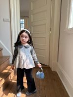 【80-130】トップスorフレアパンツ 女の子 韓国風 丸襟 チェック柄 レイヤード - 画像 (3)