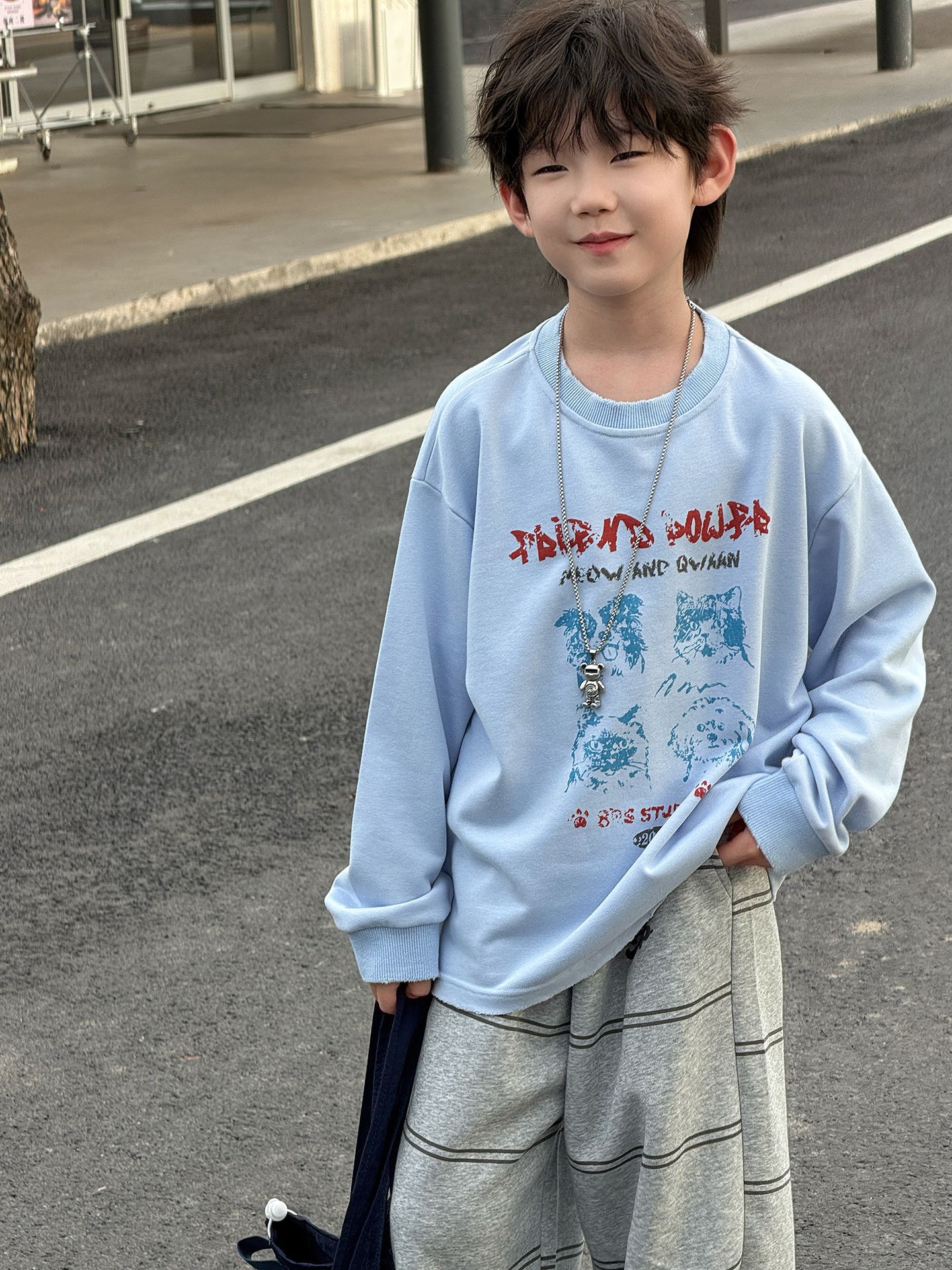 主图-01 (6) 【90-160】長袖Tシャツorパンツ 男の子 韓国風 プリント ゆったり - 画像 (1)