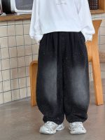 【90-160】デニムパンツ 男の子 ストリート ラメ加工 ゆったり