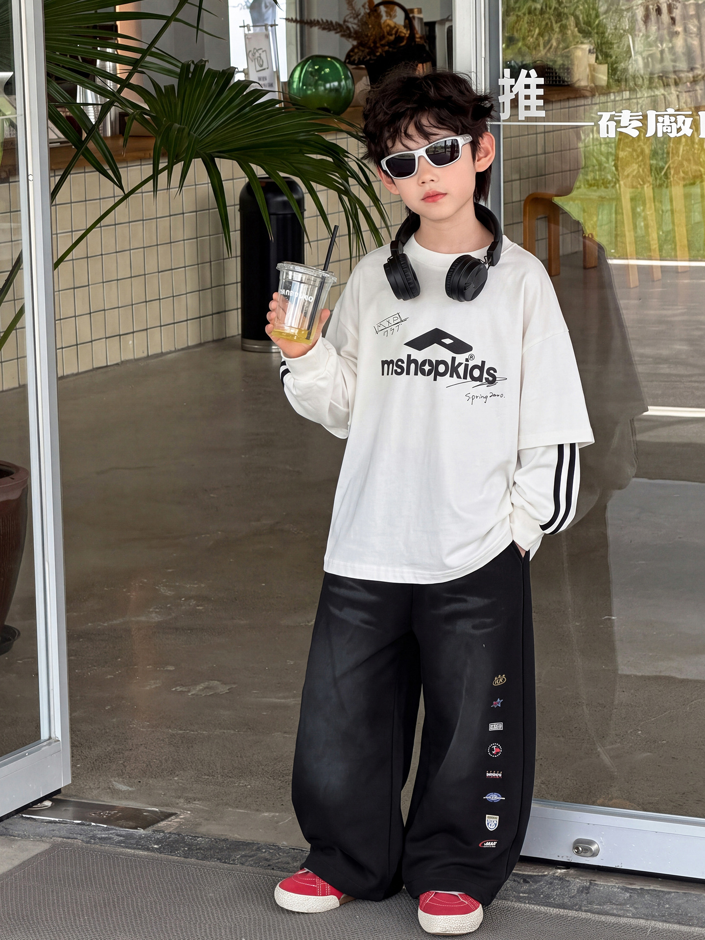 主图-02 (1) 【90-160】長袖Tシャツorパンツ 男の子 カジュアル クール レイヤード風 - 画像 (1)