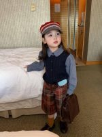 【80-140】シャツorパンツ 女の子 チェック柄 レイヤード スクール風