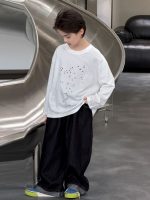 【90-160】長袖Tシャツ 男の子 シンプル カジュアル ゆったり - 画像 (3)