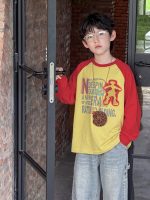 【90-160】長袖Tシャツorデニムパンツ 男の子 配色 プリント カジュアル - 画像 (3)