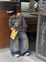 【90-160】長袖Tシャツ 男の子 着回しやすい ボーダー柄 快適な着心地 - 画像 (5)
