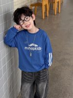 【90-160】長袖Tシャツorデニムパンツ 男の子 トレンド レイヤード風 - 画像 (3)