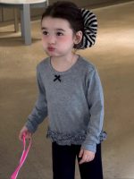 【80-130】長袖Tシャツ 女の子 リボン ガーリー 合わせやすい - 画像 (3)