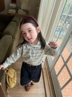 【80-130】トップスorパンツ 女の子 トレンド ボーダー柄 POLOネック - 画像 (4)