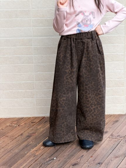 【100-170】パンツ 女の子 韓国風 ストリート レオパード柄 ゆったり