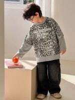 【90-160】長袖Tシャツorパンツ 男の子 カジュアル ヒョウ柄 レイヤード - 画像 (4)