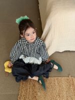 【100-150】ブラウスorデニムパンツ 女の子 フリル チェック柄 カジュアル - 画像 (5)