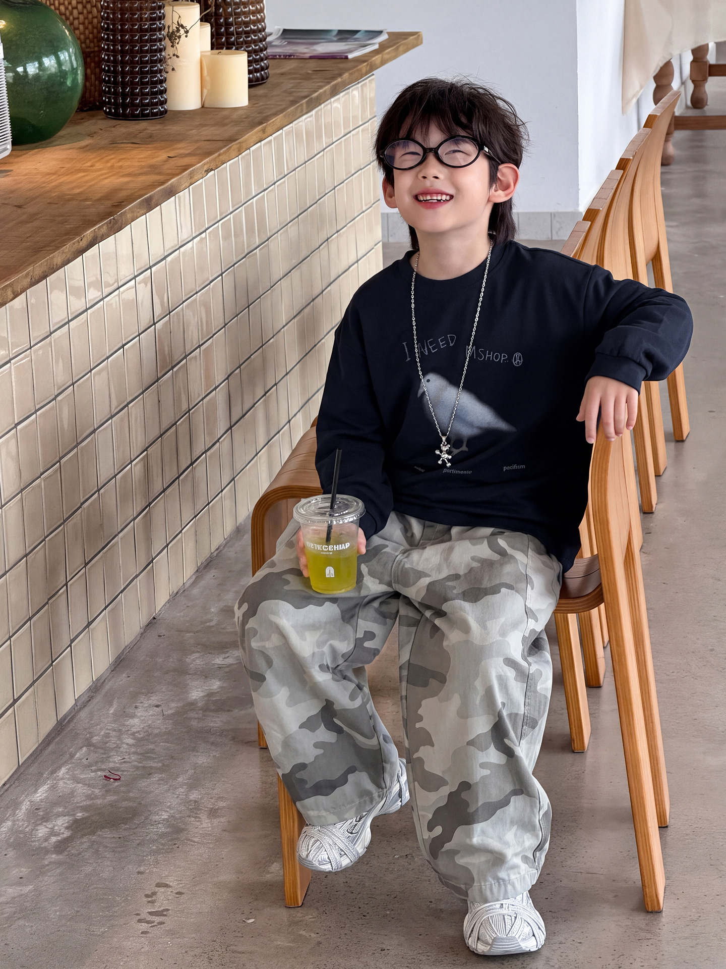 主图-03 (6) 【90-160】長袖Tシャツorカーゴパンツ 男の子 カジュアル カモフラージュ柄 - 画像 (1)
