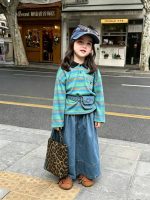 【80-130】長袖Tシャツorワイドパンツ 女の子 韓国風 ボーダー柄 レトロ - 画像 (3)
