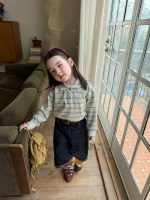 【80-130】トップスorパンツ 女の子 トレンド ボーダー柄 POLOネック