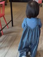 【80-130】サロペット 女の子 トレンド ゆったり ストライプ柄 - 画像 (5)