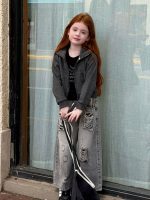 【90-150】ジップパーカー 女の子 おしゃれ デビルモチーフ フード付き - 画像 (5)