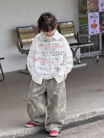 【90-160】デニムパンツ 男の子 レトロ ストリート カモフラージュ柄 - 画像 (5)