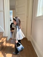 【80-130】トップスorフレアパンツ 女の子 韓国風 丸襟 チェック柄 レイヤード - 画像 (6)