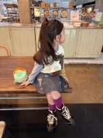 【90-140】長袖Tシャツorスカート 女の子 韓国風 カートゥーン レイヤード風 - 画像 (7)