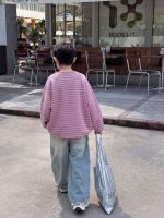 【90-160】長袖Tシャツorデニムパンツ 男の子 韓国風 ボーダー柄 カジュアル - 画像 (6)