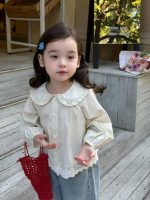 【80-130】シャツorデニムパンツ 女の子 無地 ナチュラル 丸襟 - 画像 (6)