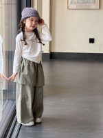 【100-150】長袖Ｔシャツorパンツ 女の子 おしゃれ 韓国風 レイヤード風 - 画像 (5)