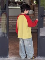 【90-160】長袖Tシャツorデニムパンツ 男の子 配色 プリント カジュアル - 画像 (6)