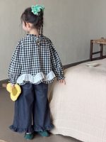 【100-150】ブラウスorデニムパンツ 女の子 フリル チェック柄 カジュアル - 画像 (6)