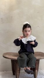 【80-130】ブラウスorパンツ 女の子 おしゃれ 花柄 フリルカラー - 画像 (3)
