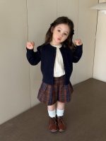 【80-140】ニットカーディガン コーデセット 女の子 レイヤード トレンチコート 長袖シャツ ショートパンツ