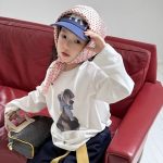 【90-160】長袖Ｔシャツ 女の子 おしゃれ 犬柄 カジュアル