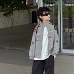 【90-160】アウター 男の子 韓国風 トレンド クール スタンドカラー