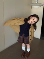 【80-140】ニットカーディガン コーデセット 女の子 レイヤード トレンチコート 長袖シャツ ショートパンツ - 画像 (8)