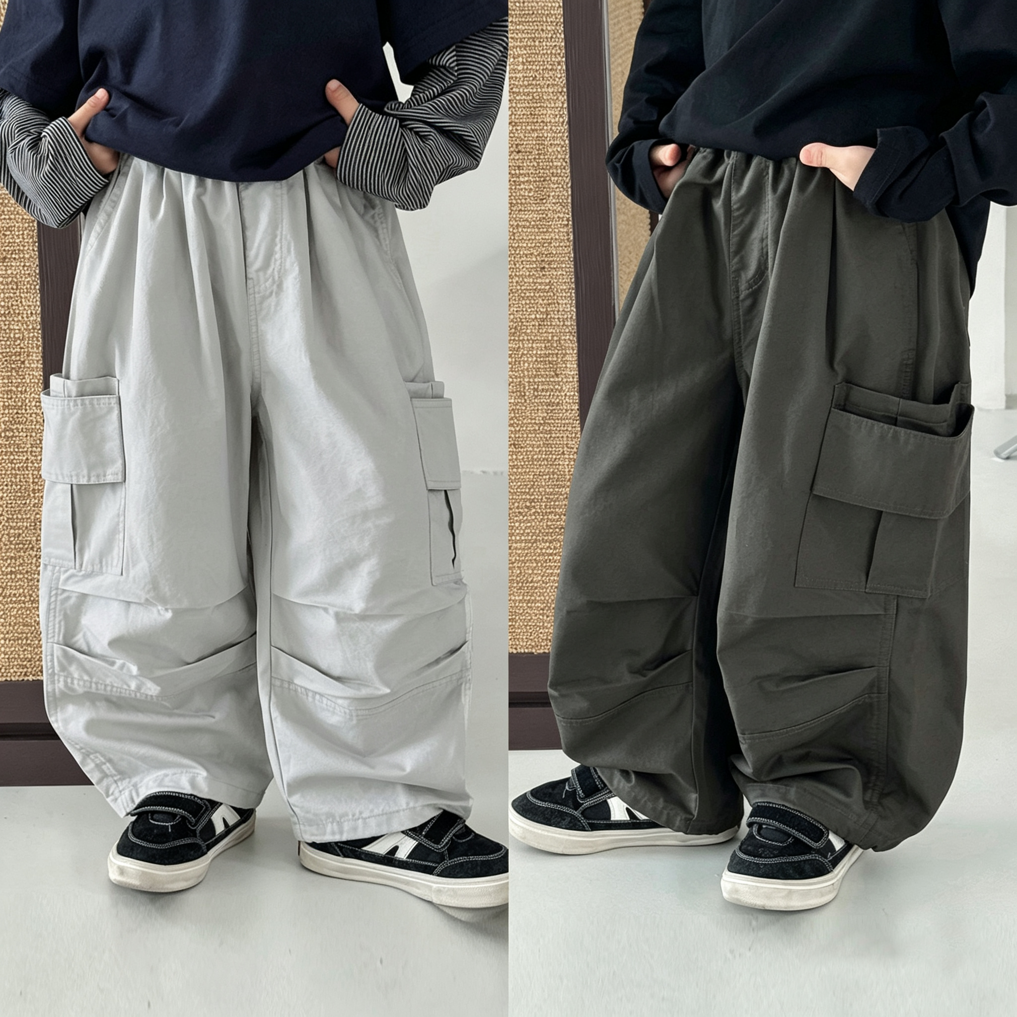 1063849011506 【90-160】パンツ 男の子 無地 ポケット付き トレンド - 画像 (1)