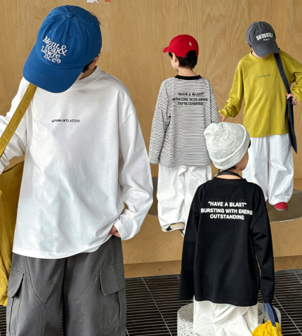 【90-160】長袖Ｔシャツ 男の子 英字 シンプル 合わせやすい