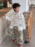 【90-160】長袖シャツ 男の子 トレンド アルファベットゆったり