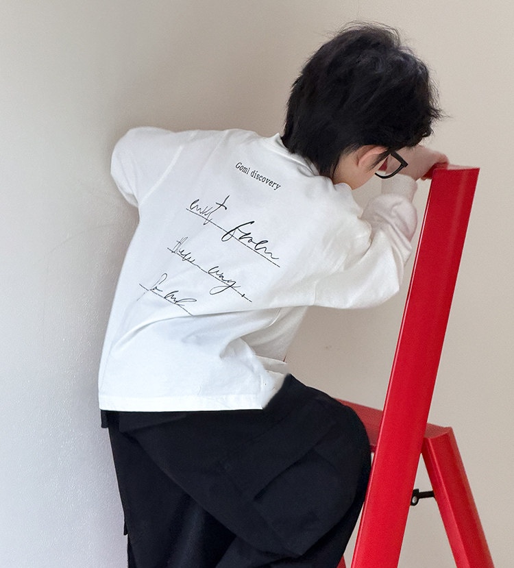 详情-01 (1) 【90-160】長袖Tシャツ 男の子 シンプル プリント 合わせやすい - 画像 (1)