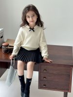 【90-150】ニットトップス 女の子 丸襟 ガーリー リボン付き - 画像 (8)