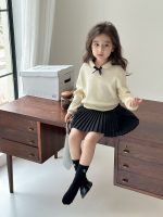 【90-150】ニットトップス 女の子 丸襟 ガーリー リボン付き - 画像 (9)
